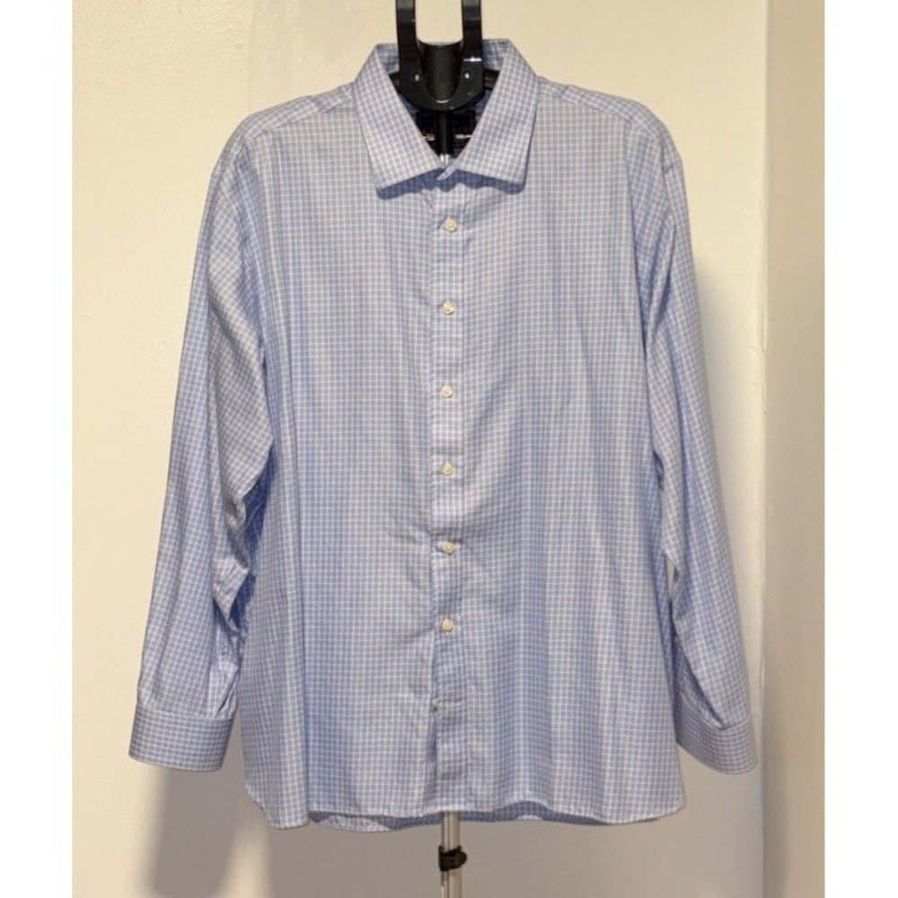 Jos. A. Bank Button-Up Mens XXL Blue Plaid Reserve Tailored Fit Cotton Shirt‎